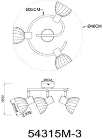 Globo 54315M-3 - Spotlámpa ZACHERY 3xE14/40W/230V arany