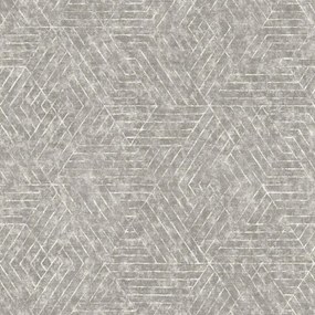 Csíkos És Háromszög Mintás Tapéta, Szürke