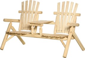 Outsunny Kerti Pad asztallal, Kerti Bútor, Pad, 2 Szék, Szilárd Fa, Természetes, 157 x 88 x 103 cm | Aosom