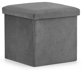 FURELA VELVET L szürke összecsukható puff 38 x 38 x 38 cm