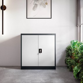 Alacsony fém irattartó szekrény BEATA, 900 x 930 x 400 mm, antracit-fehér