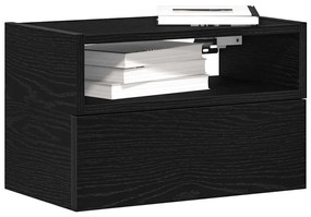 2 db fekete falra szerelhető éjjeliszekrény 45 x 26 x 28,5 cm