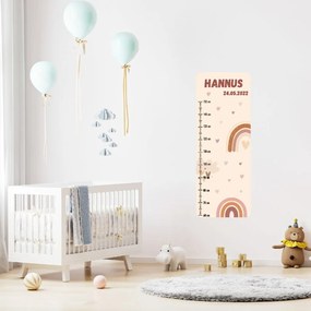 PIPPER. Textil falmatrica "Gyermek magasságmérő névvel  - Szivárvány"