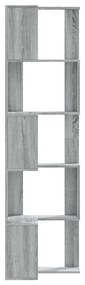 5 szintes szürke szerelt fa sarok könyvespolc 50 x 50 x 179 cm