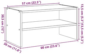 cipőtartó állvány egymásra rakható fekete tölgy 60x30x30,5 cm