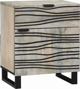vidaXL Éjjeliszekrény Fehér és fekete 50 x 33 x 60 cm Tömör akácfa