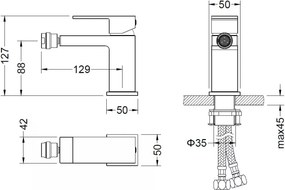 AREZZO design CUBEFIELD bidé csaptelep, fekete