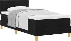vidaXL Boxrugós ágy matracmal fejtámlával Fekete 90 x 190 cm szövet