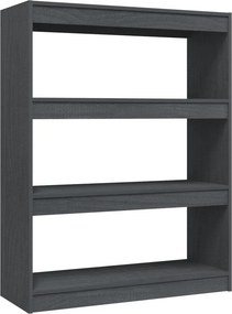 vidaXL szürke tömör fenyőfa könyvszekrény/térelválasztó 100 x 30 x 103 cm