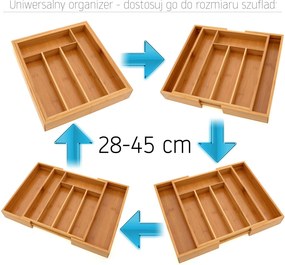 Bluegarden, bambusz fiókos evőeszköz-rendező, barna, HOM-00001