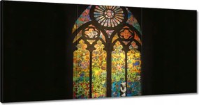 Vászonkép 60x30 Banksy ólomüveg templom