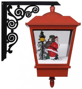 piros karácsonyi fali lámpa LED-ekkel és Mikulással 40x27x45 cm