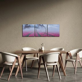 Kép - Tájkép tulipánmezőkkel (órával) (90x30 cm)