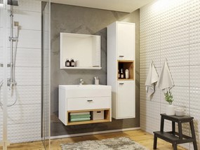 Fürdőszoba bútor Olevaro I (fehér + artisan tölgy) (Platino BCZ 020M vízcsappal). 1104026