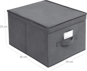 Összecsukható tárolódobozok 3 db, fedéllel, szövet, szürke