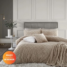 Bézs kétszemélyes-hosszabbított mikroplüss ágyneműhuzat 230x220 cm Cosy Diamond – Catherine Lansfield