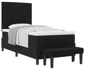 Box Spring Ágy Matraccal és Pad Fekete 80x200 cm Szövet