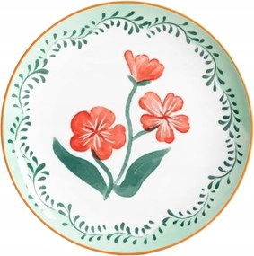 Limk desszertes tányér piros virágokkal 20 cm Homla