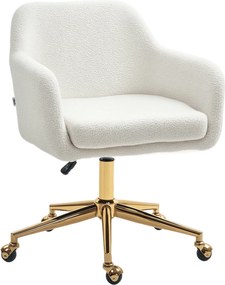 HOMCOM Irodai Szék, Magasságban Állítható Íróasztali Szék, Pihenőszék Acél Vázra, Forgószék Velúrral Bevonva, Irodához és Tanulószobához, Krémfehér |