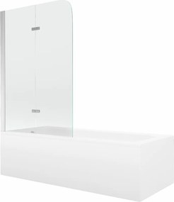 Mexen Vega 160 x 70 cm-es négyszögletes kád burkolattal és 2-szárnyú paravánnal, 100 cm, átlátszó, króm