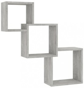 betonszürke kocka alakú szerelt fa fali polcok 68x15x68 cm