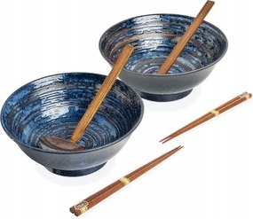 Uzu ramen, udon tál szett, kék, 6 részes Edo Japan