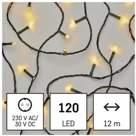 LED karácsonyi fényfüzér, 12 m, kültéri és beltéri, meleg fehér, időzítő