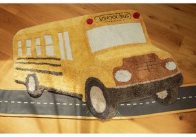Okkersárga mosható-kézi szövésű pamut gyerek szőnyeg 90x130 cm School Bus – Lorena Canals