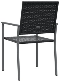 2 db fekete polyrattan kerti szék 54 x 62,5 x 89 cm