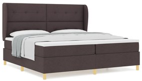 Boxspring Ágy Matraccal - Sötétbarna, 200x200 cm, Szövet