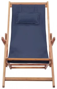 kék összecsukható szövetkárpitos, favázas strandszék