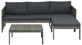 vidaXL 8 részes szürke polyrattan kerti bútorgarnitúra párnával