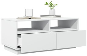 fehér dohányzóasztal LED-lámpákkal 90x49x40 cm