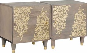 vidaXL Éjjeli szekrény ajtóval 2 pcs Szürke 40 x 33 x 46 cm