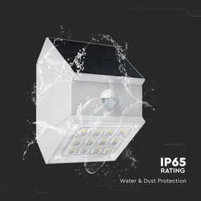 LED fali napelemes lámpa érzékelővel LED/2,5W/3,7V IP65 1200 mAh fehér