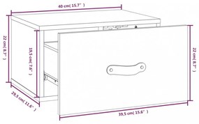 2 db fekete falra szerelhető éjjeliszekrény 40 x 29,5 x 22 cm