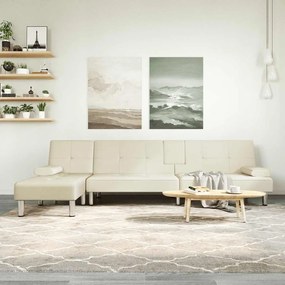 krémszínű L-alakú műbőr kanapéágy 255x140x70 cm