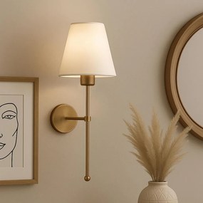 Fali lámpa szövet búrával, réz-bézs