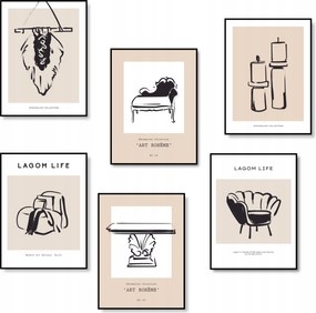 Boho Fali Poszterek Poszter Szett 6 db-os Poszter A3 *Sok minta A3