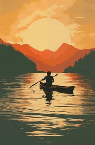 Poszter 53x81cm Evezés alkonyatkor