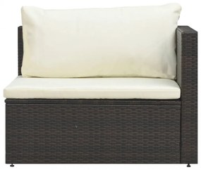 5-részes barna polyrattan kerti ülőgarnitúra párnákkal