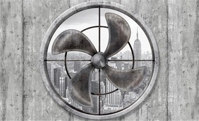 Flizelin fotótapéta Fém Ventilátor &amp; Város Panoráma 416x254 +ragasztó