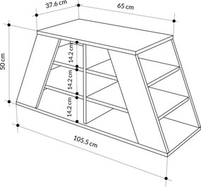 Pyramid Shoe Bench - Oak, White