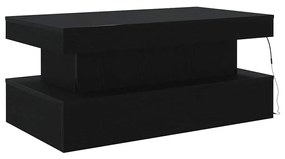 fekete tölgy dohányzóasztal LED-lámpákkal 90x50x40 cm