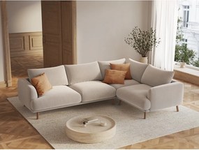 Bézs bársony sarokkanapé (jobb oldali-L alakú) Naomi – Micadoni