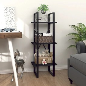 3-szintes fekete szerelt fa könyvszekrény 40 x 30 x 105 cm