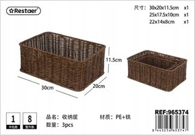 Téglalap alakú műanyag kosár Univerzális tároló 30cm