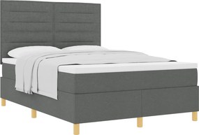 vidaXL Boxrugós ágy matracmal Sötétszürke 140 x 190 cm szövet