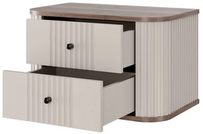 Vesper függő éjjeliszekrény készlet 56 cm - kasmír / diófa / fekete fogantyúk