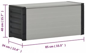 szürke kerti szemetesláda 85 x 34 x 40 cm